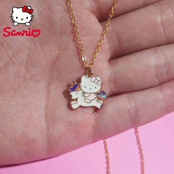 💲1⃣▶▶Cute Gold Chain Necklace with Hello Kitty Horse Pendant - Picture 1 of 2